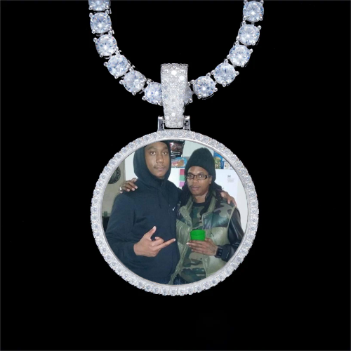 925S & VVS Moissanite 3D Circle Custom Picture Pendant