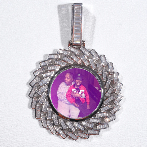 Large 3D Baguette Custom Picture Pendant
