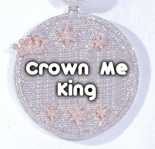 CUSTOM LETTER NECKLACE 3D BIG CROWN DISC