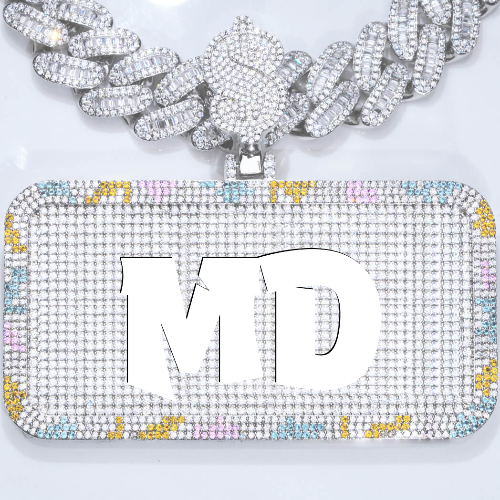 CUSTOM LETTER NECKLACE 3D COLORFUL SQUARE