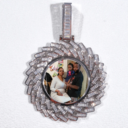 Large 3D Baguette Custom Picture Pendant