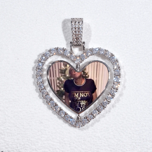 3D Spinning 2-Faced Heart Custom Picture Pendant