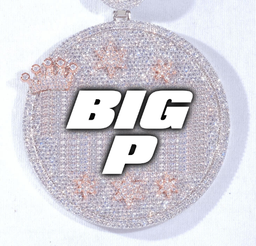 CUSTOM LETTER NECKLACE 3D BIG CROWN DISC