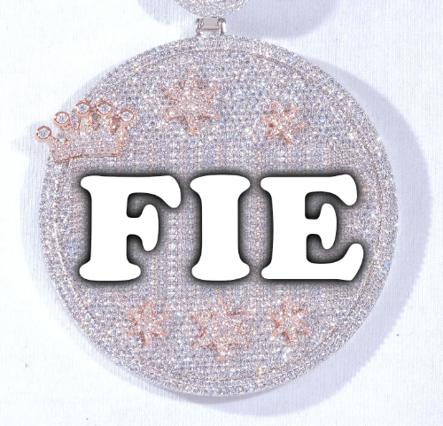 CUSTOM LETTER NECKLACE 3D BIG CROWN DISC