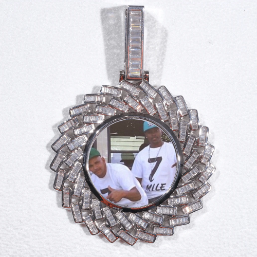 Large 3D Baguette Custom Picture Pendant