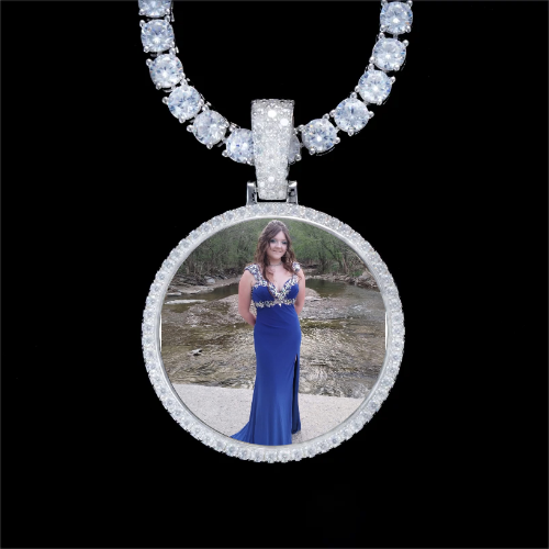 925S & VVS Moissanite 3D Circle Custom Picture Pendant