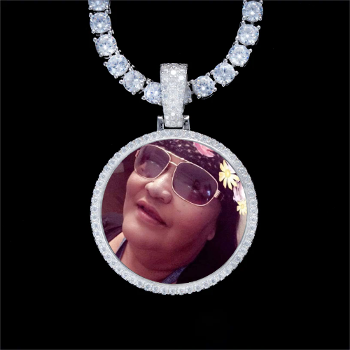 925S & VVS Moissanite 3D Circle Custom Picture Pendant