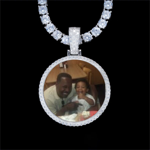 925S & VVS Moissanite 3D Circle Custom Picture Pendant