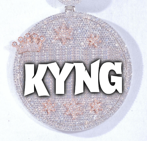 CUSTOM LETTER NECKLACE 3D BIG CROWN DISC