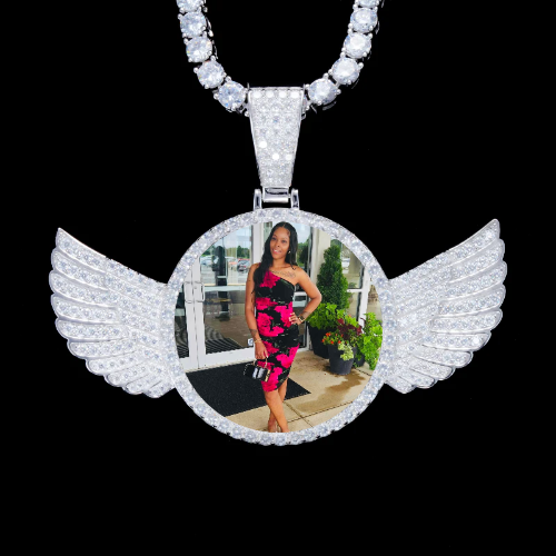 925S & VVS Moissanite 3D Wing Custom Picture Pendant