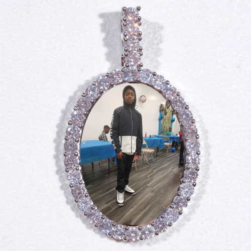 Large 3D Oval Custom Picture Pendant
