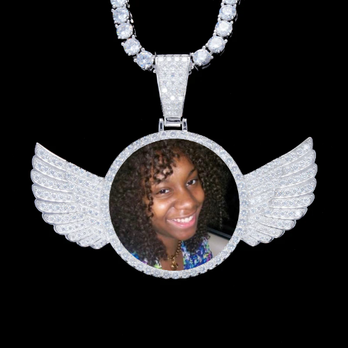 925S & VVS Moissanite 3D Wing Custom Picture Pendant