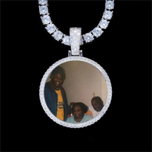 925S & VVS Moissanite 3D Circle Custom Picture Pendant