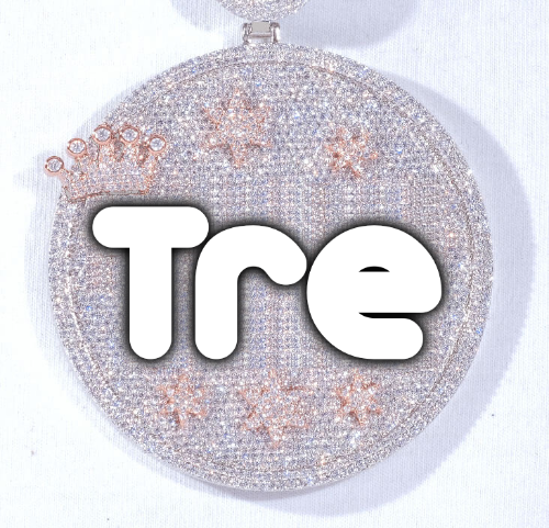 CUSTOM LETTER NECKLACE 3D BIG CROWN DISC