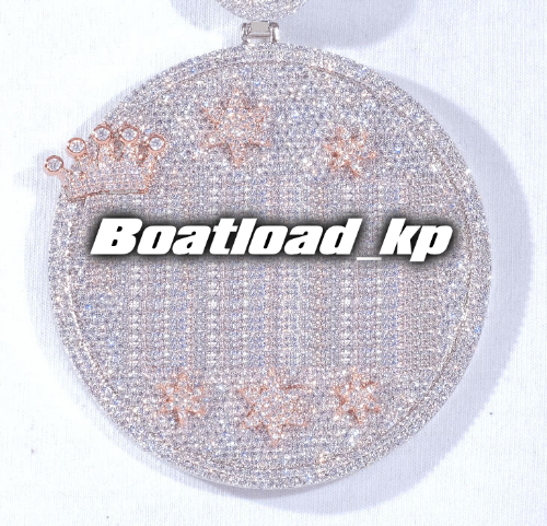 CUSTOM LETTER NECKLACE 3D BIG CROWN DISC
