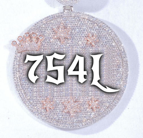 CUSTOM LETTER NECKLACE 3D BIG CROWN DISC