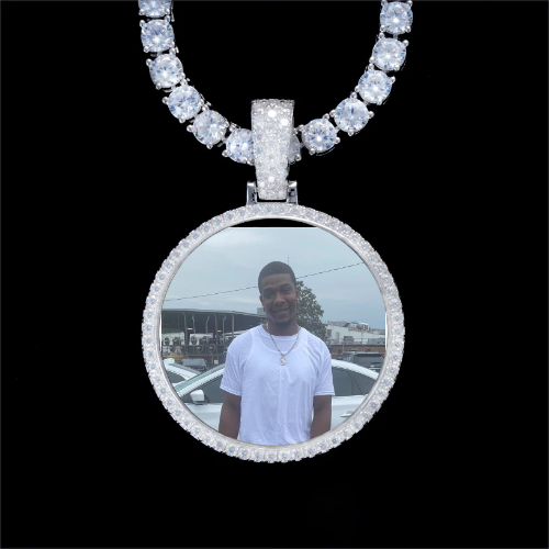 925S & VVS Moissanite 3D Circle Custom Picture Pendant