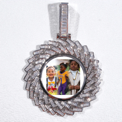 Large 3D Baguette Custom Picture Pendant