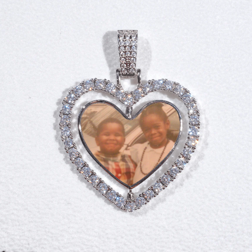 3D Spinning 2-Faced Heart Custom Picture Pendant
