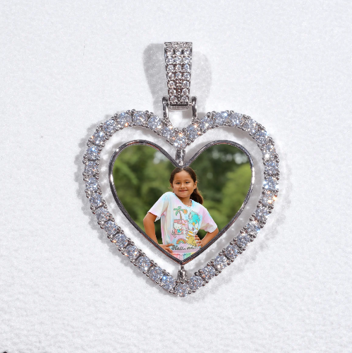 3D Spinning 2-Faced Heart Custom Picture Pendant