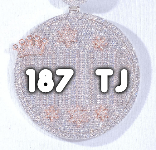 CUSTOM LETTER NECKLACE 3D BIG CROWN DISC