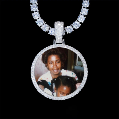 925S & VVS Moissanite 3D Circle Custom Picture Pendant