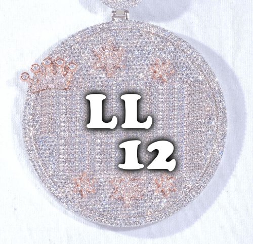 CUSTOM LETTER NECKLACE 3D BIG CROWN DISC