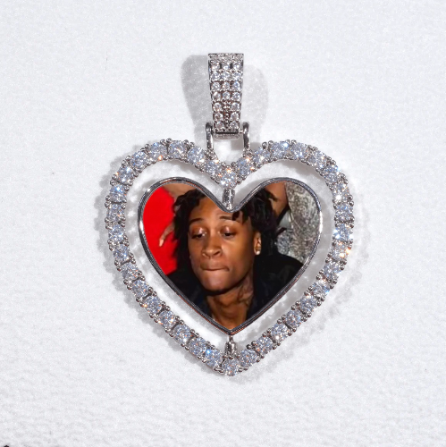 3D Spinning 2-Faced Heart Custom Picture Pendant