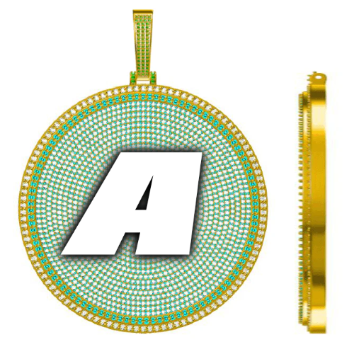 CUSTOM LETTER NECKLACE 3D BIG DISC