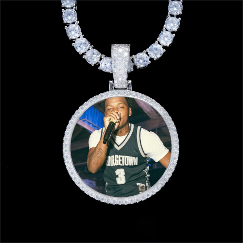 925S & VVS Moissanite 3D Circle Custom Picture Pendant