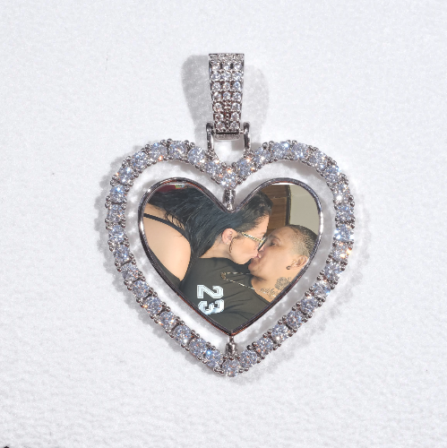 3D Spinning 2-Faced Heart Custom Picture Pendant
