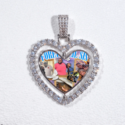3D Spinning 2-Faced Heart Custom Picture Pendant