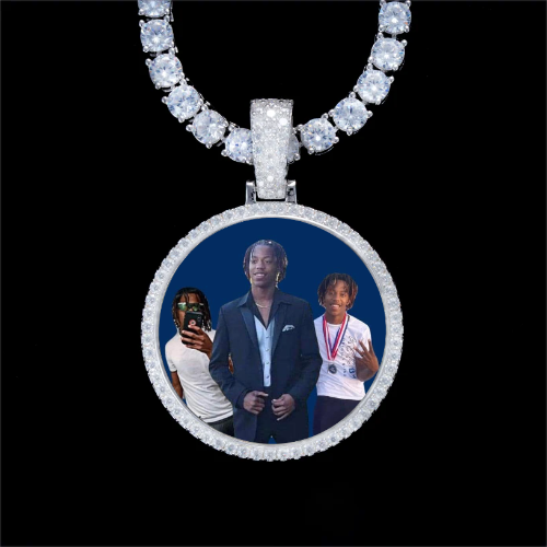 925S & VVS Moissanite 3D Circle Custom Picture Pendant