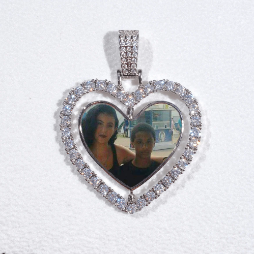 3D Spinning 2-Faced Heart Custom Picture Pendant