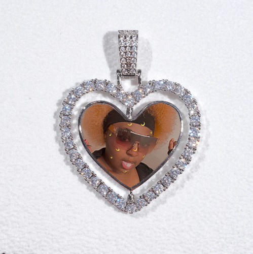 3D Spinning 2-Faced Heart Custom Picture Pendant