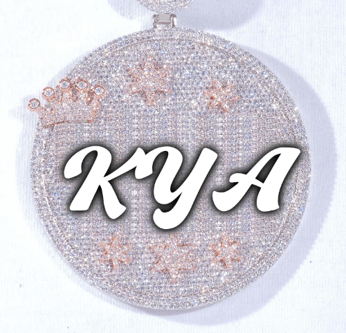 CUSTOM LETTER NECKLACE 3D BIG CROWN DISC