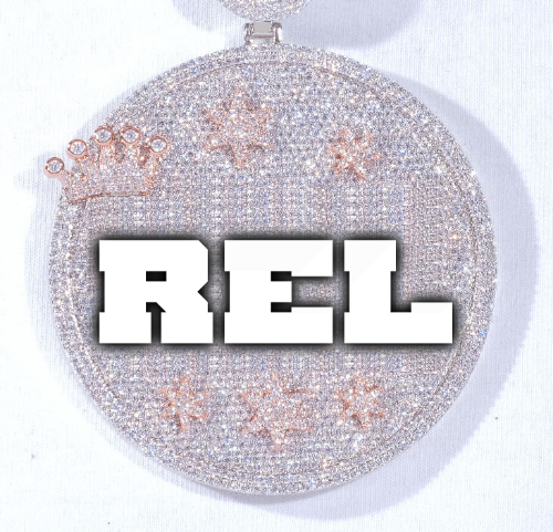 CUSTOM LETTER NECKLACE 3D BIG CROWN DISC