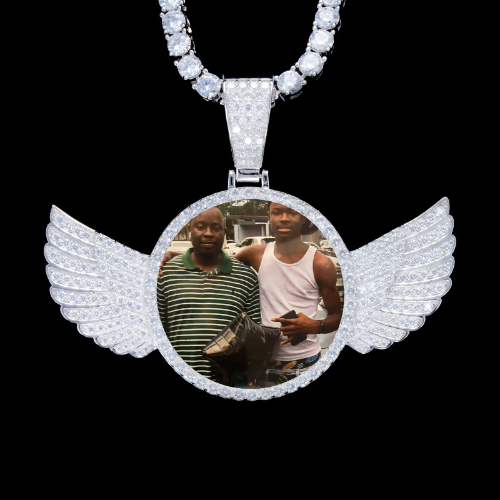 925S & VVS Moissanite 3D Wing Custom Picture Pendant