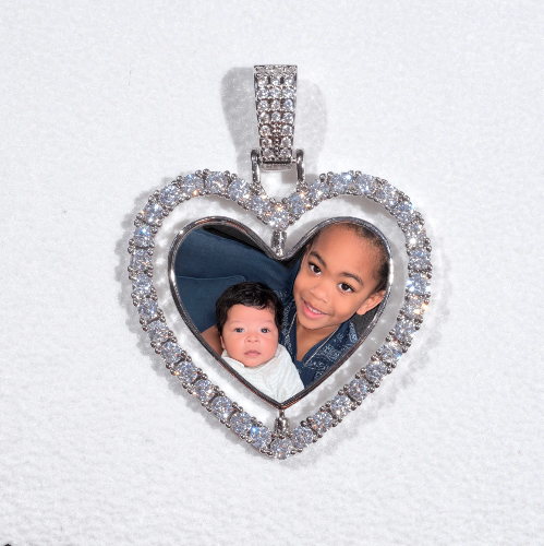 3D Spinning 2-Faced Heart Custom Picture Pendant