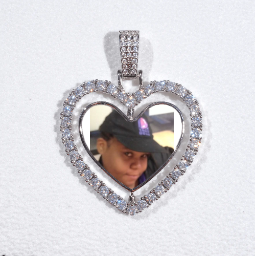 3D Spinning 2-Faced Heart Custom Picture Pendant