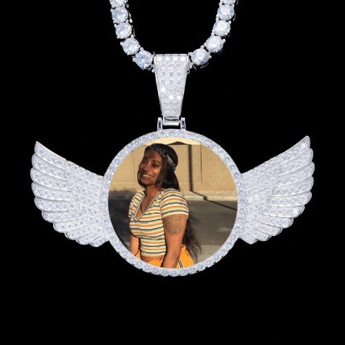 925S & VVS Moissanite 3D Wing Custom Picture Pendant