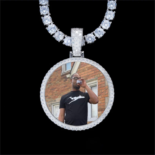 925S & VVS Moissanite 3D Circle Custom Picture Pendant
