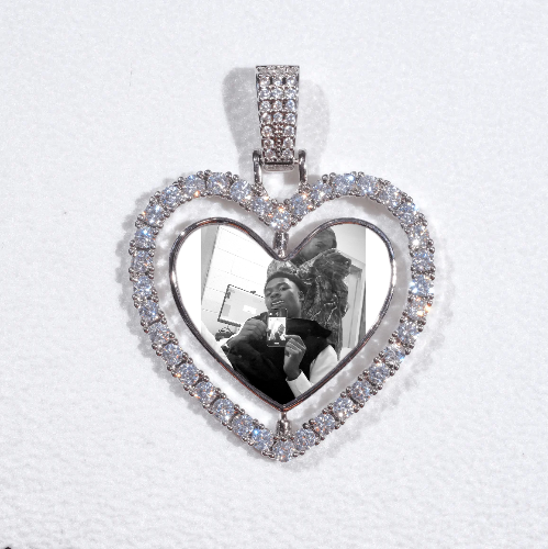 3D Spinning 2-Faced Heart Custom Picture Pendant