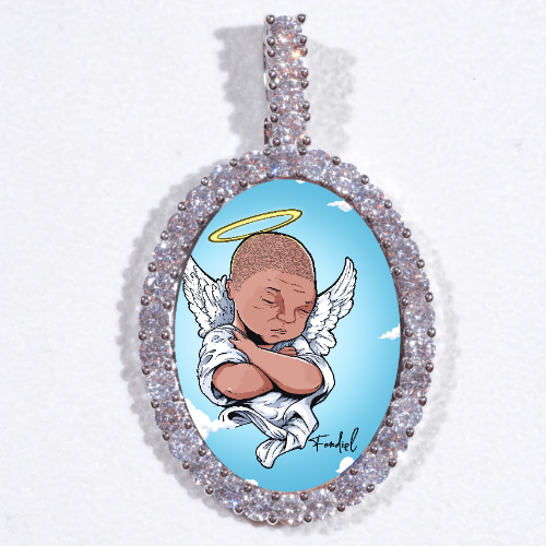Large 3D Oval Custom Picture Pendant