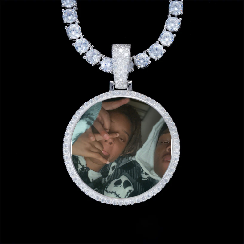 925S & VVS Moissanite 3D Circle Custom Picture Pendant