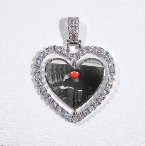 3D Spinning 2-Faced Heart Custom Picture Pendant