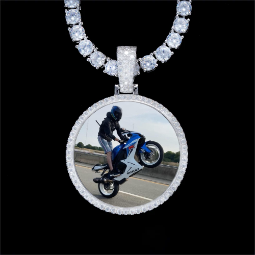 925S & VVS Moissanite 3D Circle Custom Picture Pendant