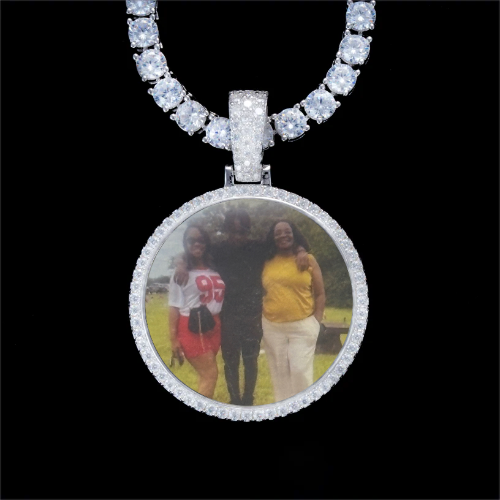 925S & VVS Moissanite 3D Circle Custom Picture Pendant