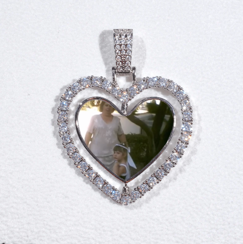 3D Spinning 2-Faced Heart Custom Picture Pendant