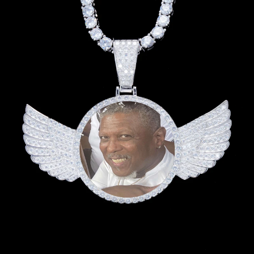 925S & VVS Moissanite 3D Wing Custom Picture Pendant